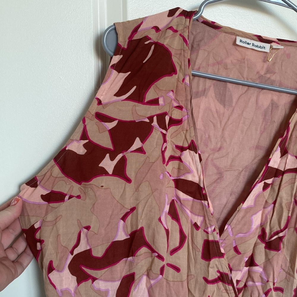 ROLLER RABBIT Camo Floral-Print Wrap Dress Size L Viscose NWOT - Picture 6 of 9